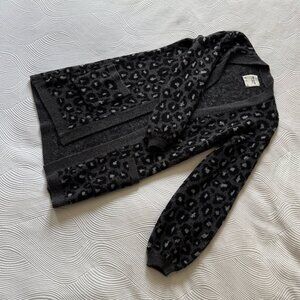 Abercrombie & Fitch Black Gray Leopard Print Open Cardigan